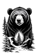 bear with forest tattoo design idea