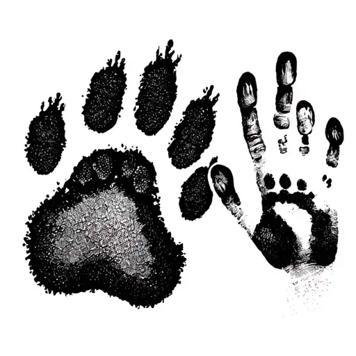 2 dog paw prints and a baby's hand print tattoo design idea