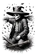 scarecrow surrounded by falling tattoo design idea