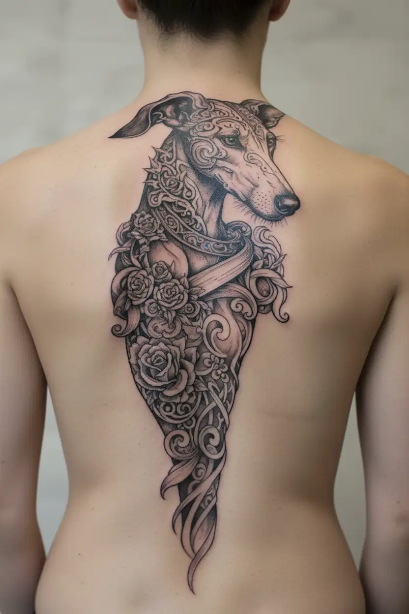 greyhound medusa italian heritage tattoo design idea