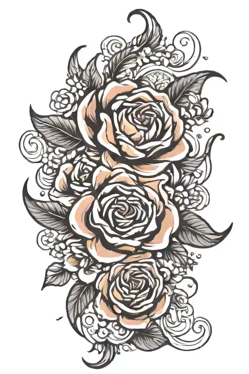 Taurus and Virgo sign with flowers intertwined tattoo design idea