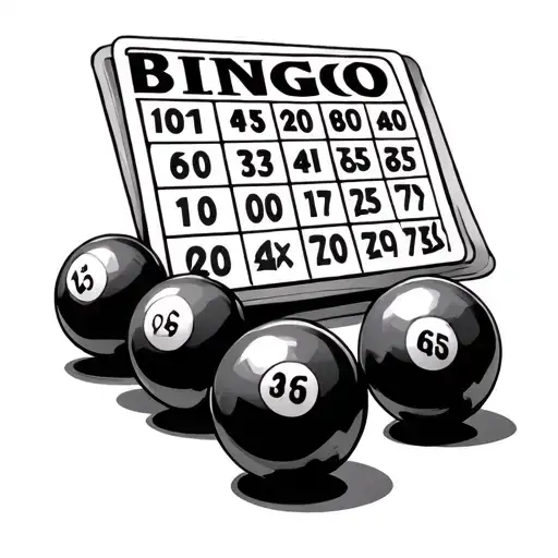 bingo card and balls incorporated tattoo design idea