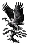 greek mythology humain eagle with bonzai tree tattoo design idea