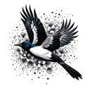 magpie flying tattoo design idea