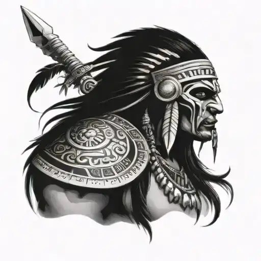 dark demonic warrior Indian tattoo design idea