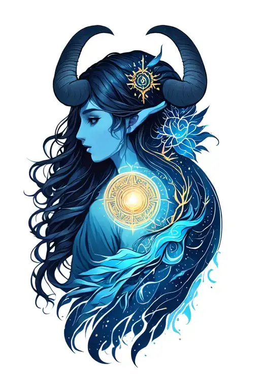 Aries and virgo zodiac sign tattoo design idea
