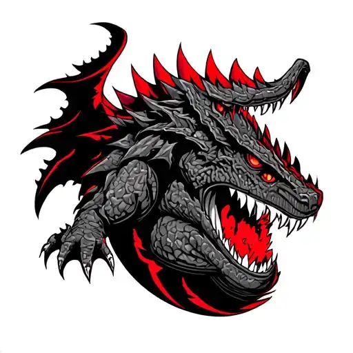 kaiju no.8 anime tattoo in black and red tattoo design idea