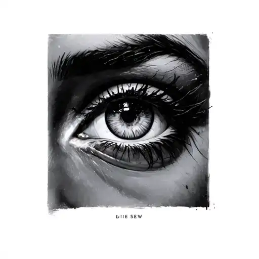 die to sew the eyelids tattoo design idea