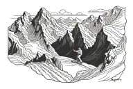skier carving down a mountain tattoo design idea