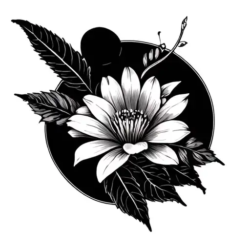 Australian native flowers being cut by a knife tattoo design idea