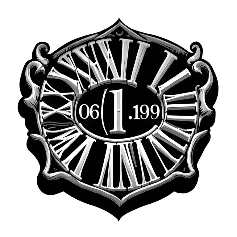 "06/15/1999" Roman numerals tattoo design idea