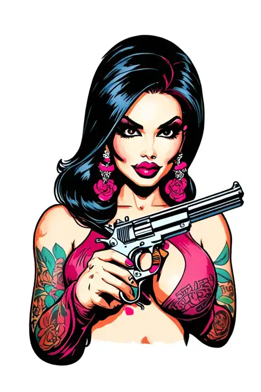 "Dimps" gangster jessica rabbit Holding a tattoo gun tattoo design idea