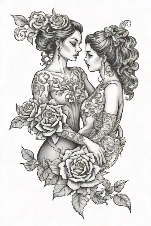 sisters, distance relationship tattoo design idea