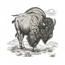bison silhouette tattoo design idea
