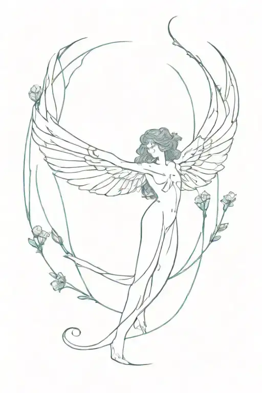 greek god nemesisStyxchainbroken wings myosotis scorpioides tattoo design idea