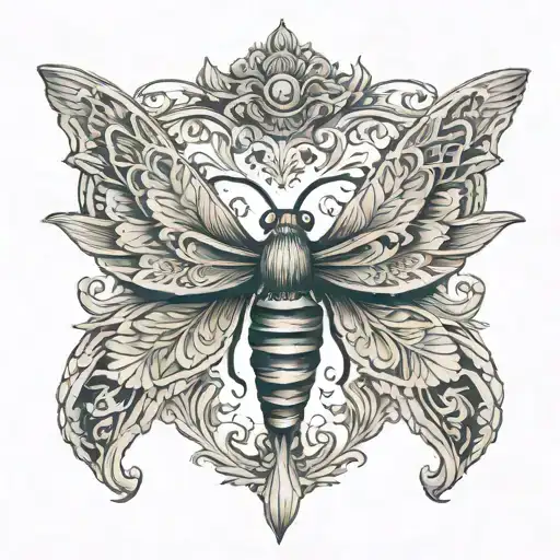 mens neck tattoo moth whole neck with intricate detail around the moth. gay male tattoo design idea
