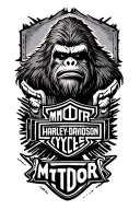 Sasquatch with Harley davidson bar and shield tattoo design idea