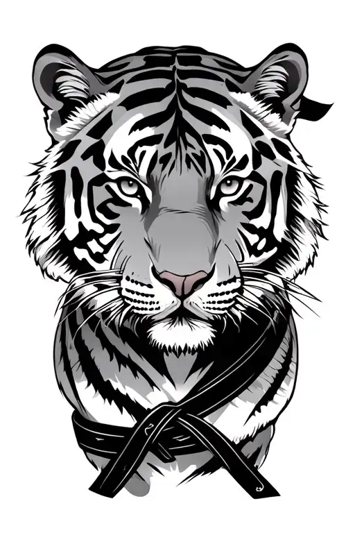 Bjj black belt and tiger abstract design tattoo design idea