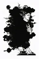 Figure emerging from digital chrysalis, shedding past. Growth from struggle to renewal. tattoo design idea