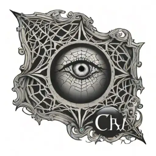 Halloween spider eye webs Ouija tattoo design idea