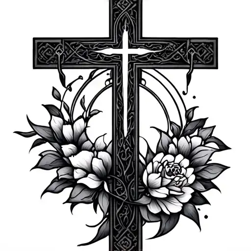 japanese christian style tattoo with orthodox cross tattoo design idea