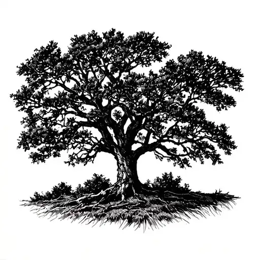live oak tree simple tattoo design idea