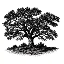 live oak tree simple tattoo design idea