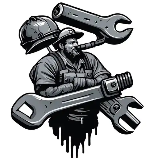 ironworker spud wrench rousted tattoo design idea