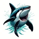  a badass angry US navy military killer whale swimming underwater eviscerating an enemy submarine tattoo design idea