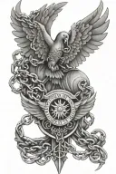 wings and chains and freedoms tattoo design idea
