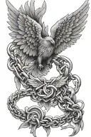 wings and chains and freedoms tattoo design idea