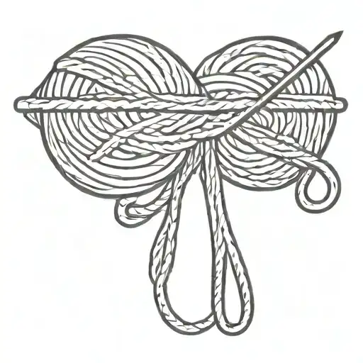 ball of yarn and a crochet hook making a chain tattoo design idea