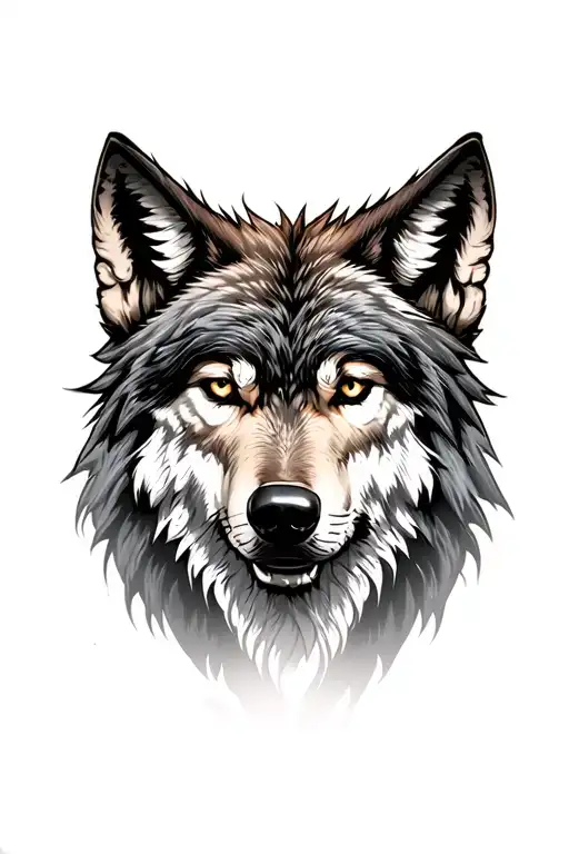 fenrir wolf face tattoo design idea