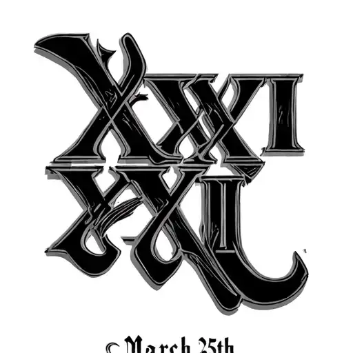 "March 25th" Roman Numerals "XXI XI" tattoo design idea