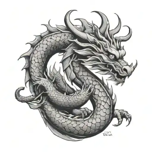 asian inspired dragon tattoo design idea