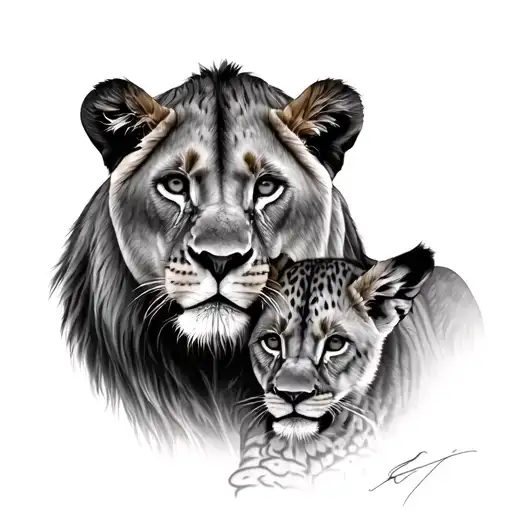 Lioness And Cub tattoo design idea