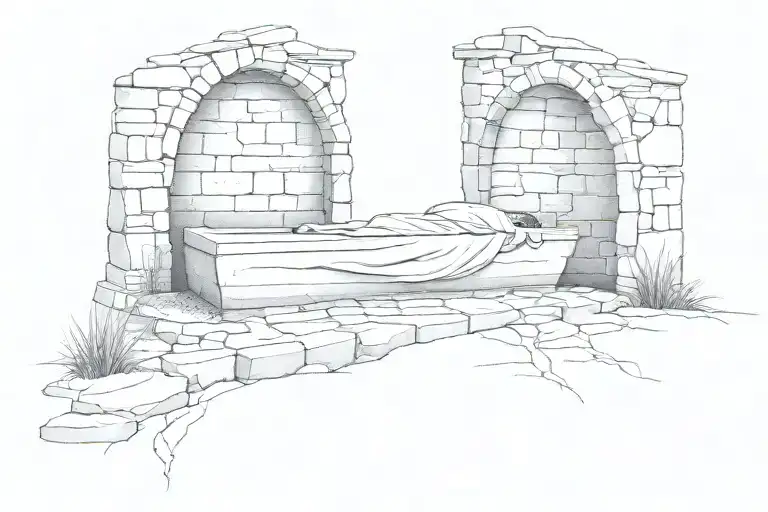 jesus empty tomb stone tattoo design idea