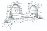 jesus empty tomb stone tattoo design idea