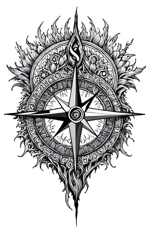 vikings compass with tree of life with mandala design incorporating tattoo design idea