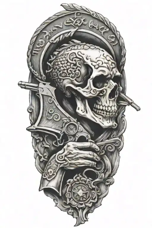 don't tread on me flintlock pistols  tattoo design idea