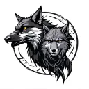 odin,ravens and fenrir viking norse wolf tattoo design idea