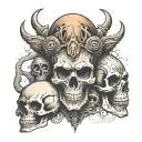 skull with aliens having a Mexican stand off tattoo design idea