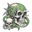 skull with aliens having a Mexican stand off tattoo design idea