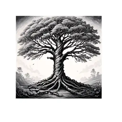 tree composed by dna-strand tattoo design idea