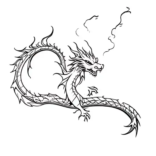 Dragon burning bridge tattoo design idea