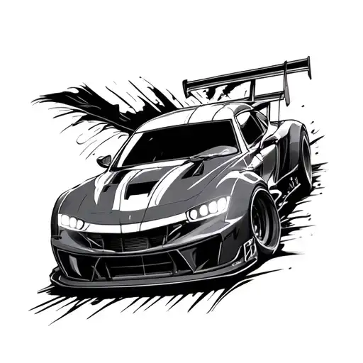 cars racing, EDM music lovers tattoo design idea