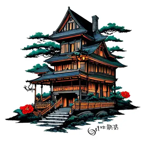 haunted mansion tattoo design idea