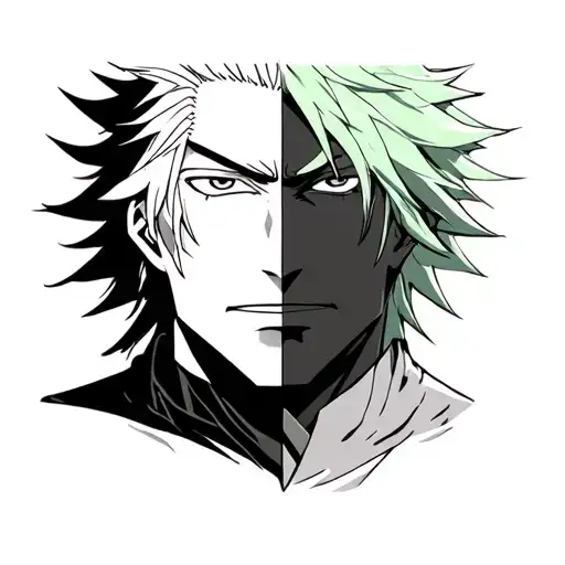 Anime half zoro face and sabo one piece vertically  tattoo design idea