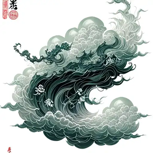 a piece of jade transcending into the cloud, Chinese inspired tattoo design idea
