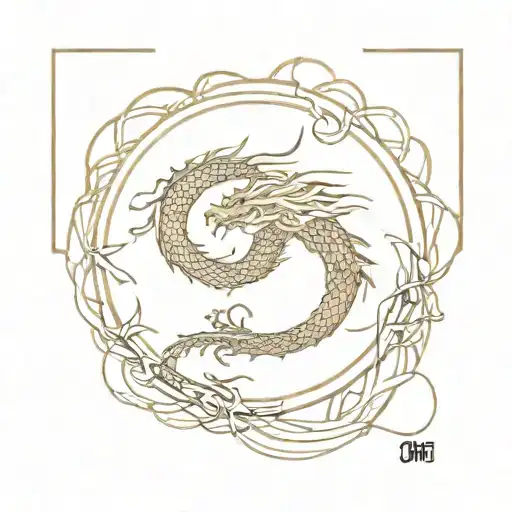 sun Tzu quote with a dragon intertwined in English tattoo design idea
